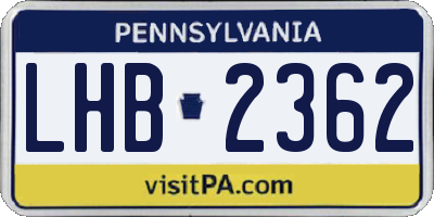 PA license plate LHB2362