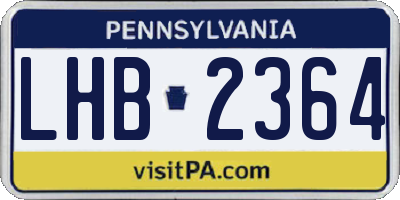 PA license plate LHB2364