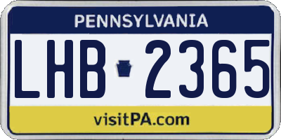 PA license plate LHB2365