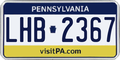PA license plate LHB2367