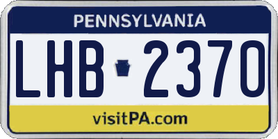 PA license plate LHB2370