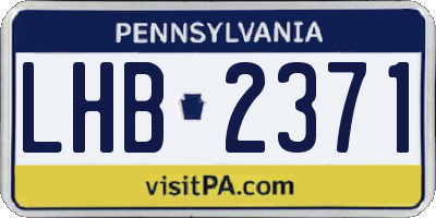 PA license plate LHB2371