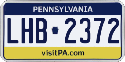 PA license plate LHB2372