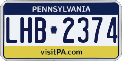PA license plate LHB2374