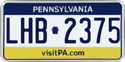 PA license plate LHB2375
