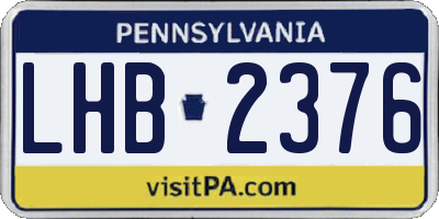 PA license plate LHB2376
