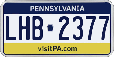 PA license plate LHB2377
