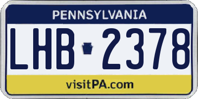 PA license plate LHB2378
