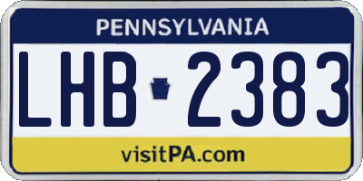PA license plate LHB2383