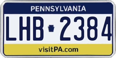 PA license plate LHB2384