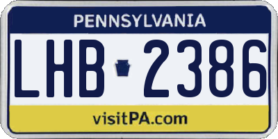 PA license plate LHB2386