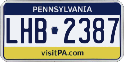 PA license plate LHB2387
