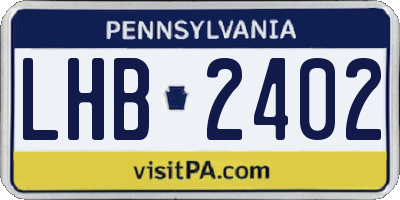 PA license plate LHB2402