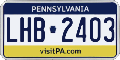PA license plate LHB2403