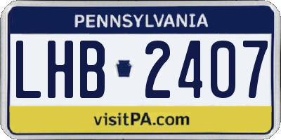 PA license plate LHB2407