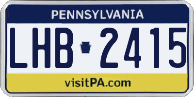 PA license plate LHB2415