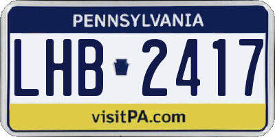 PA license plate LHB2417