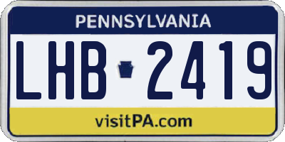 PA license plate LHB2419
