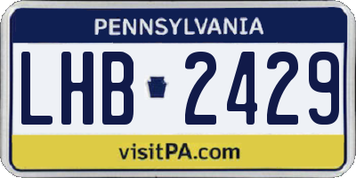 PA license plate LHB2429
