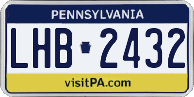 PA license plate LHB2432