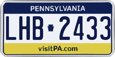 PA license plate LHB2433