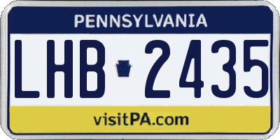 PA license plate LHB2435