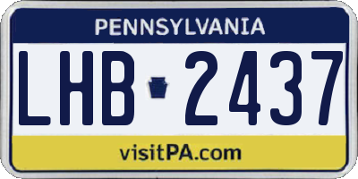 PA license plate LHB2437