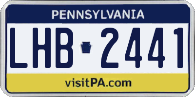 PA license plate LHB2441