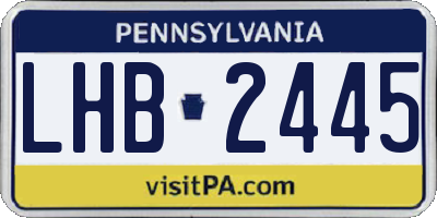 PA license plate LHB2445