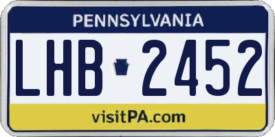 PA license plate LHB2452