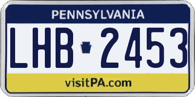 PA license plate LHB2453