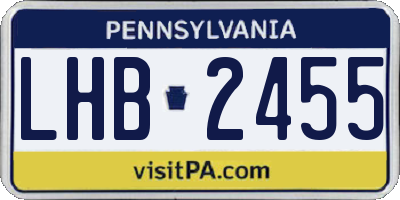 PA license plate LHB2455