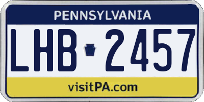 PA license plate LHB2457
