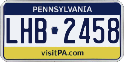 PA license plate LHB2458