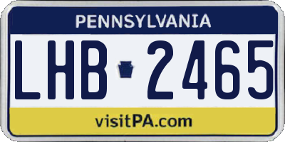 PA license plate LHB2465