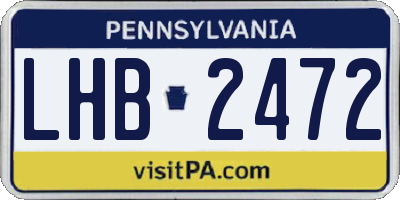 PA license plate LHB2472