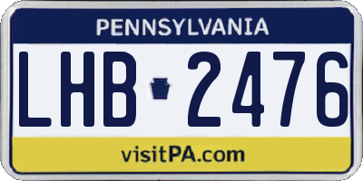 PA license plate LHB2476