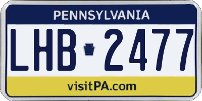 PA license plate LHB2477