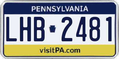 PA license plate LHB2481