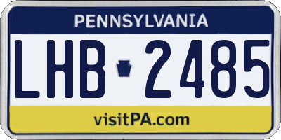 PA license plate LHB2485