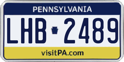 PA license plate LHB2489