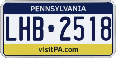 PA license plate LHB2518