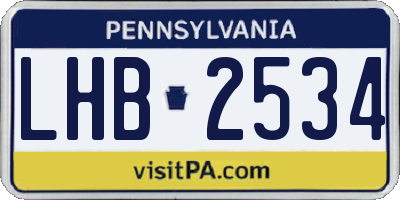 PA license plate LHB2534