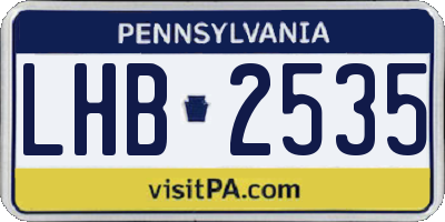 PA license plate LHB2535