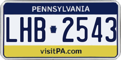 PA license plate LHB2543