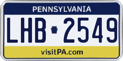 PA license plate LHB2549