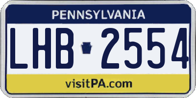 PA license plate LHB2554