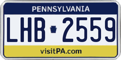PA license plate LHB2559