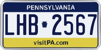 PA license plate LHB2567