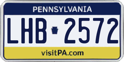 PA license plate LHB2572